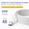 Cable de Carga para iPhone 16, 17 Pro  Tipo C- C 60w Trenzado 1m