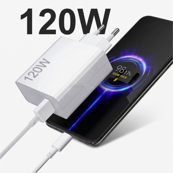Cargador Super Rápido de 120w Para Xiaomi Compatible 67w-33w Cable 6A