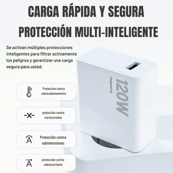 Cargador Super Rápido de 120w Para Xiaomi Compatible 67w-33w Cable 6A