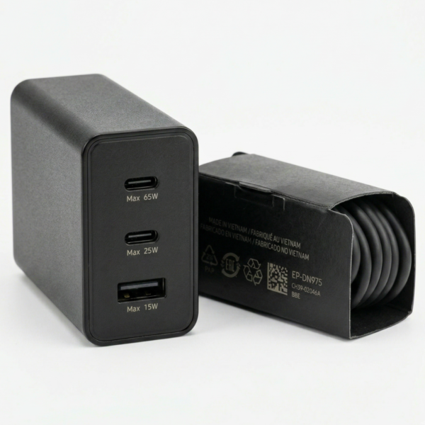 Cargador Super Rápido 65w Trío P/ Samsung/Android S24 S25 Power Delivery con cable de 5A