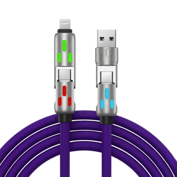 Cable para Celular de Carga Rápida 240w 4 En 1 Para iPhone Android con Luces Led
