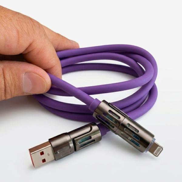 Cable para Celular de Carga Rápida 240w 4 En 1 Para iPhone Android con Luces Led