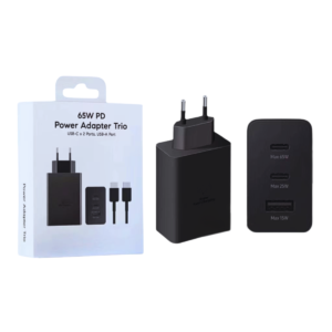 Cargador Super Rápido 65w Trío P/ Samsung/Android S24 S25 Power Delivery con cable de 5A