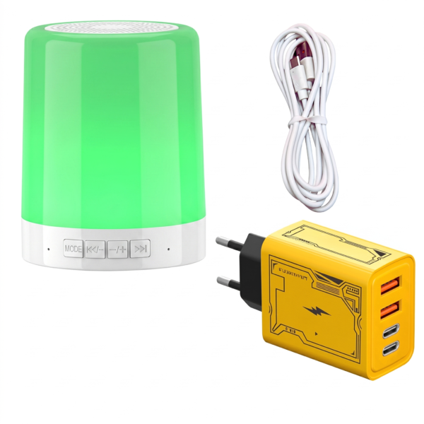 Lámpara Parlante Bluetooth Usb + Cargador + Cable 1 Metro