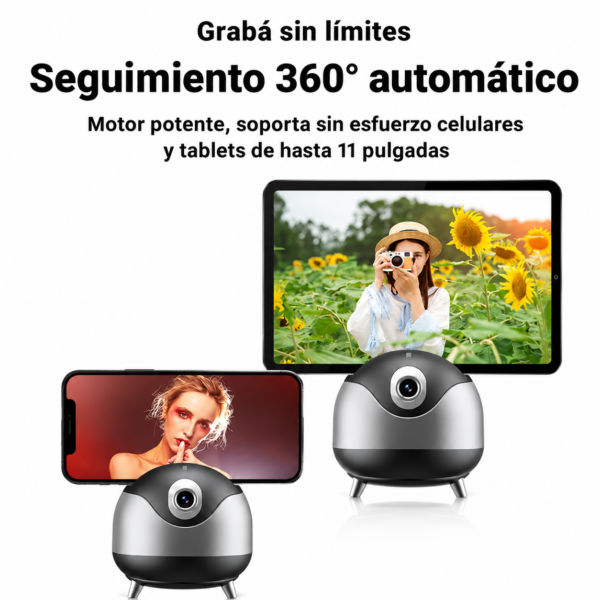 Gimbal 360° Seguimiento Facial Horizontal y Vertical Vlogg Creación de Contenido