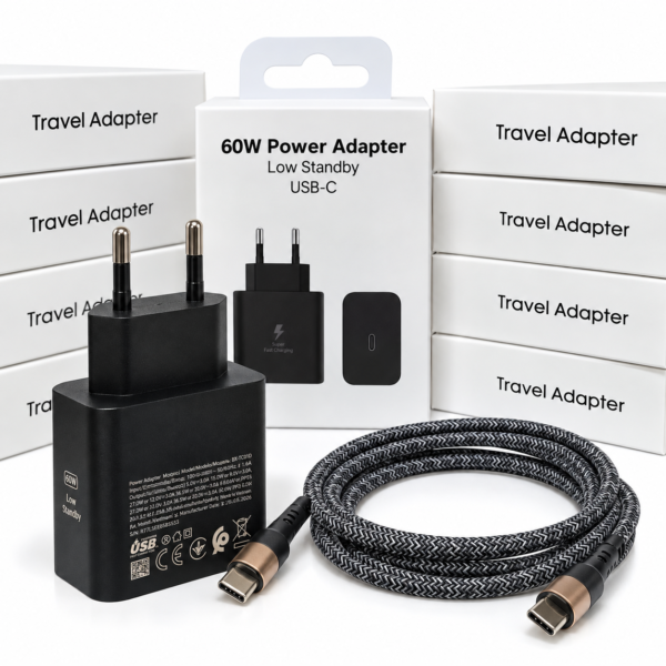 Cargador 60w Super Fast/Low Standby para Samsung S26 Ultra, S25, Galaxy Tab, Android C/cable